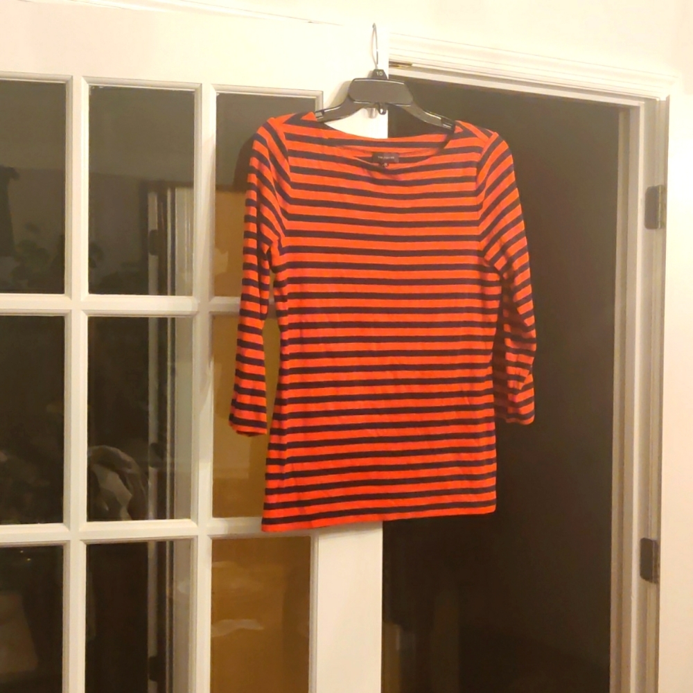 The Limited W Sz. M Horizontal Stripped 3/4 Sleeve Blue & Orange
